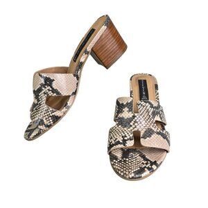 Womens Steven By Steve Madden Brown Snake Print Block Heel Slide Sandals 9.5M